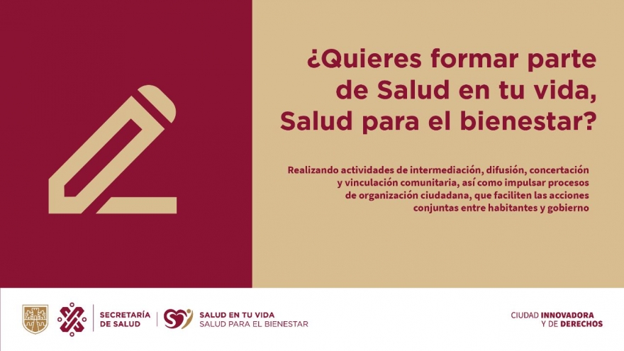 Forma parte de Salud en tu Vida, Salud para el Bienestar. Consulta las bases en el link.